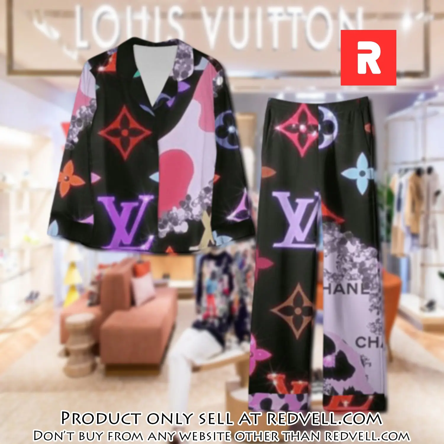 Trending luxury lv satin pajama set pjs1081 rv5534197